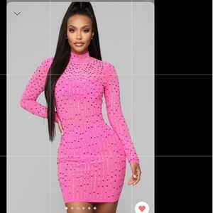 This is a Ray Of Color pink rhinestone dress